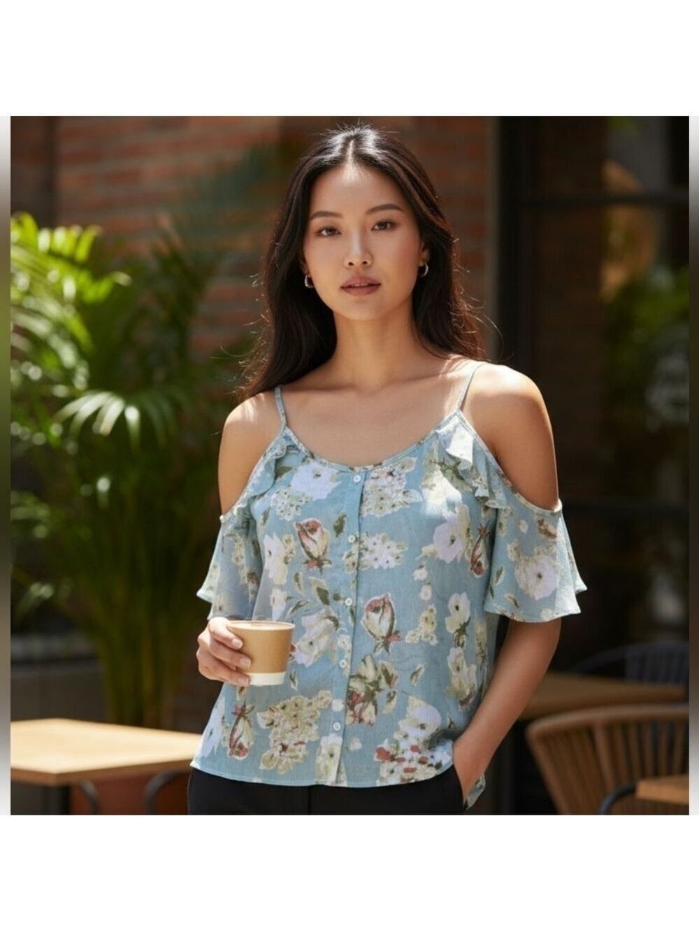 Peach Love California Floral Blouse #BL19